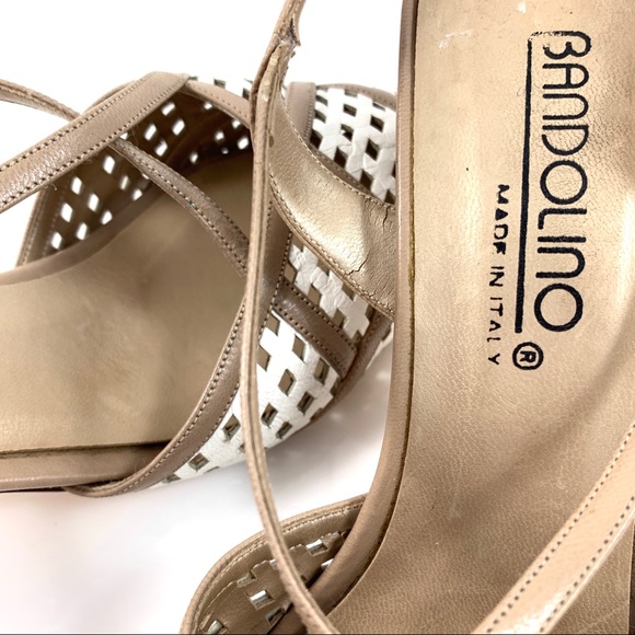 ❌SOLD❌1960s BANDOLINO nude + white leather sling backs - Picture 5 of 7